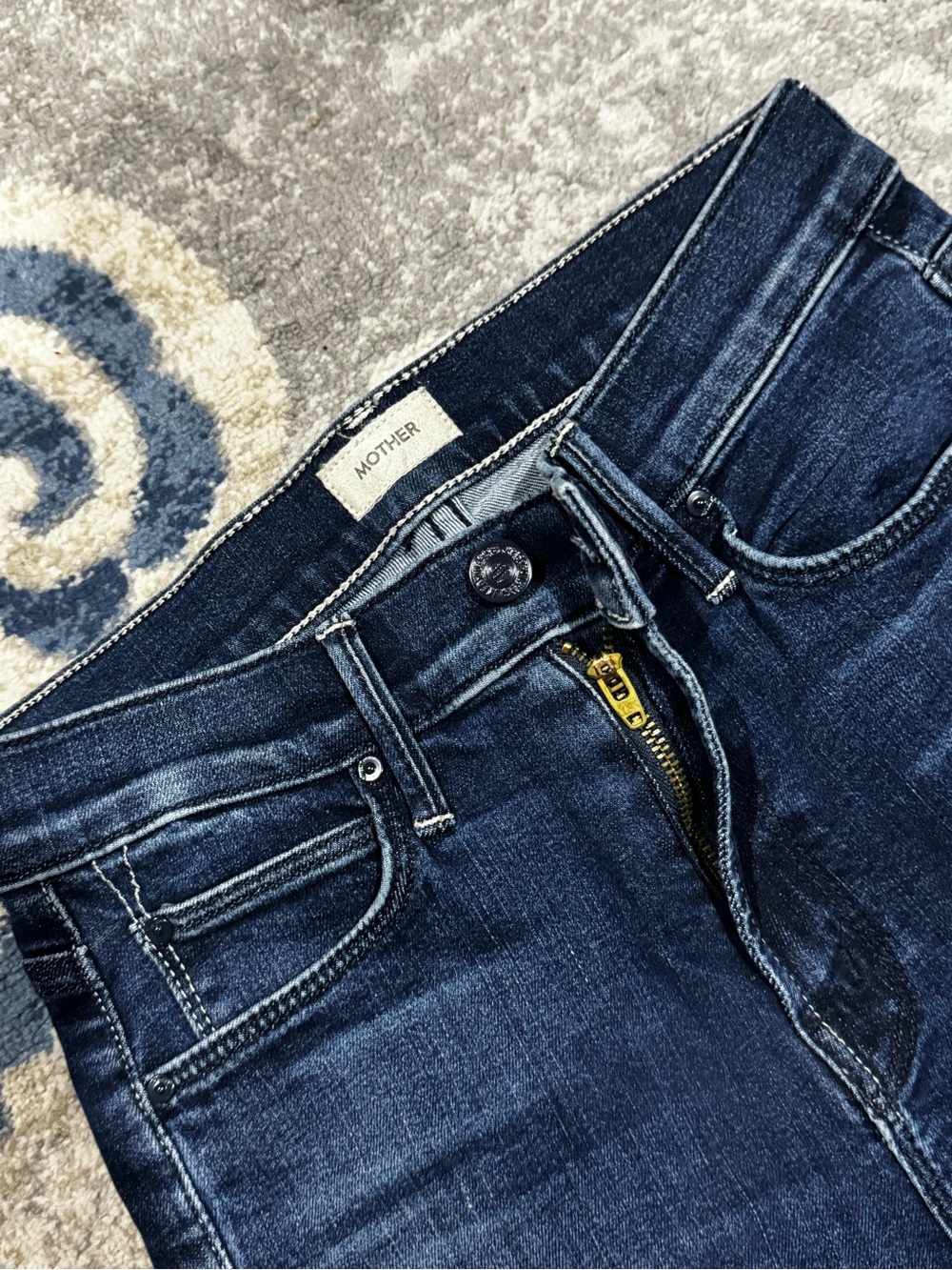MOTHER Dark Indigo Mid-Rise Jeans